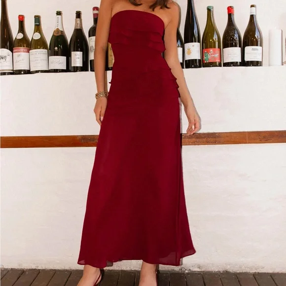 open lace back dress Red Sylvia Maxi